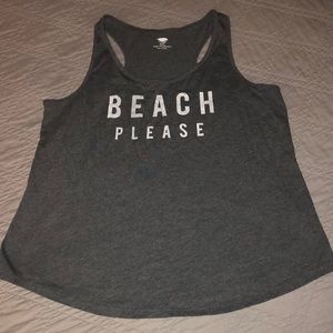 Beach Please Gray Old Navy Racer Back Tank Top